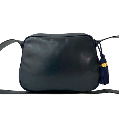 Dior Shoulder Bag Leather Navy Tassel