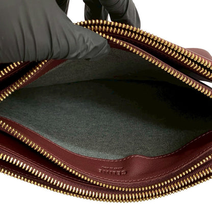 Celine Shoulder Bag Leather Wine-Red Trio Small