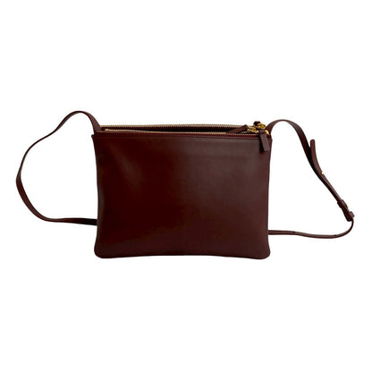 Celine Shoulder Bag Leather Wine-Red Trio Small