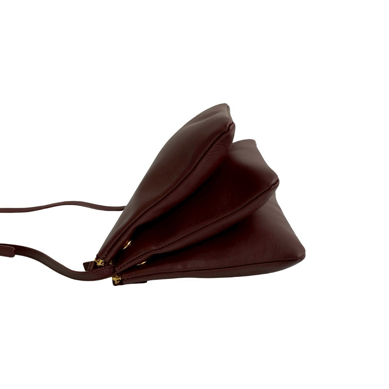 Celine Shoulder Bag Leather Wine-Red Trio Small
