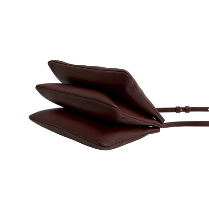 Celine Shoulder Bag Leather Wine-Red Trio Small