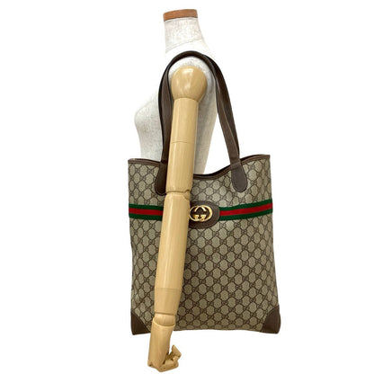 Gucci Tote Bag Leather Brown Sherry Line