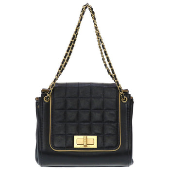 Chanel Shoulder Bag Lambskin Black 2.55 Chocolate Bar Women Secondhand