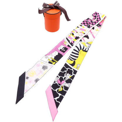 Hermes Scarf Silk Black Twilly Factory Suit Women