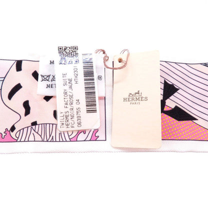 Hermes Scarf Silk Black Twilly Factory Suit Women