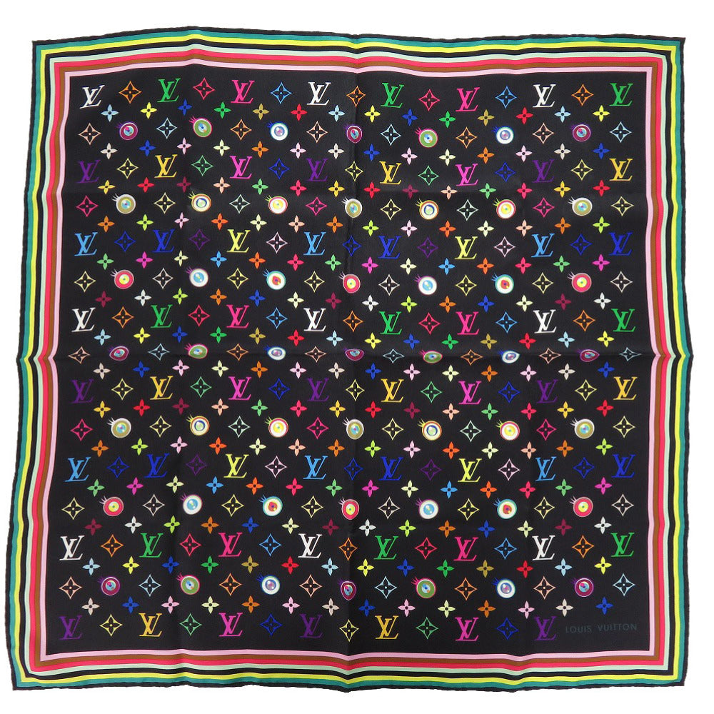 Louis Vuitton Scarf M71916 Silk Noir Monogram Multicolor I Love Monogram Women