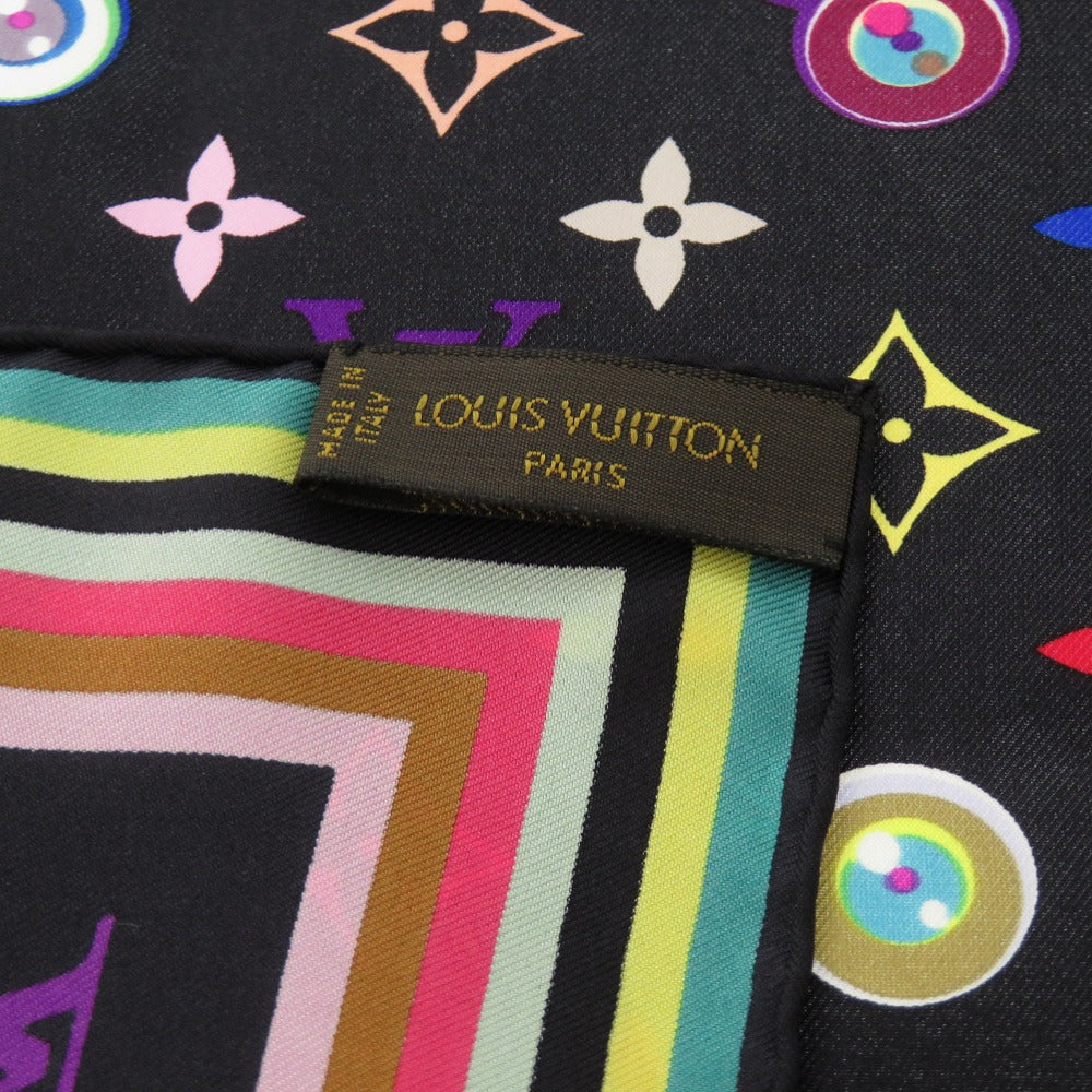 Louis Vuitton Scarf M71916 Silk Noir Monogram Multicolor I Love Monogram Women