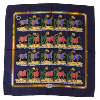 Hermes Scarf Silk Navy Carre90 Ecuries Stables Women