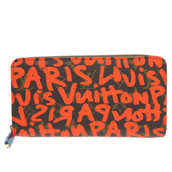 Louis Vuitton Long Wallet Purse M93711 Monogram Canvas Orange Zip Around Monogram Graffiti Zippy