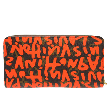 Louis Vuitton Long Wallet Purse M93711 Monogram Canvas Orange Zip Around Monogram Graffiti Zippy