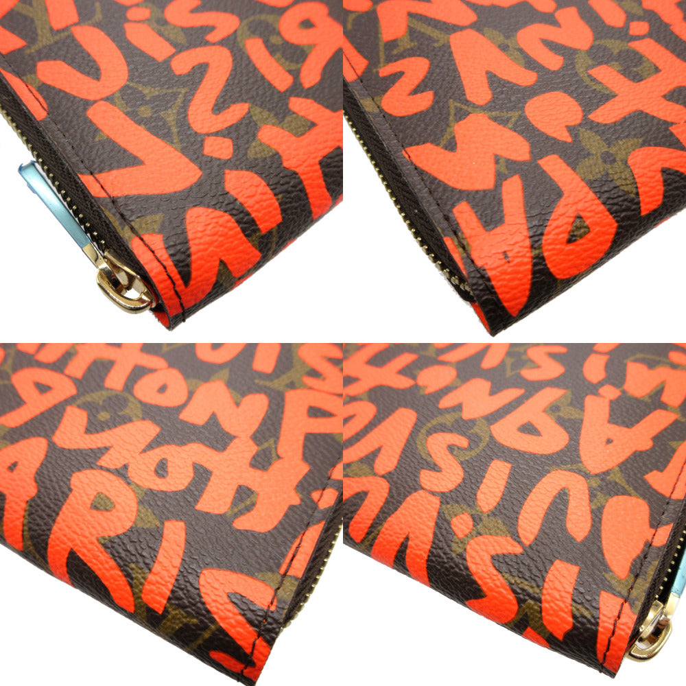 Louis Vuitton Long Wallet Purse M93711 Monogram Canvas Orange Zip Around Monogram Graffiti Zippy