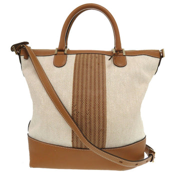 Delvaux Tote Bag Leather, Cotton Canvas Brown Everyday Bag Women