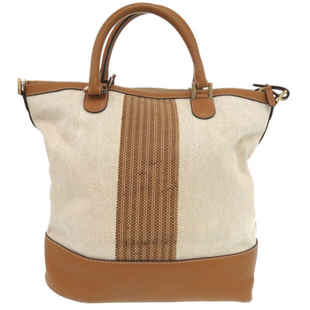 Delvaux Tote Bag Leather, Cotton Canvas Brown Everyday Bag Women