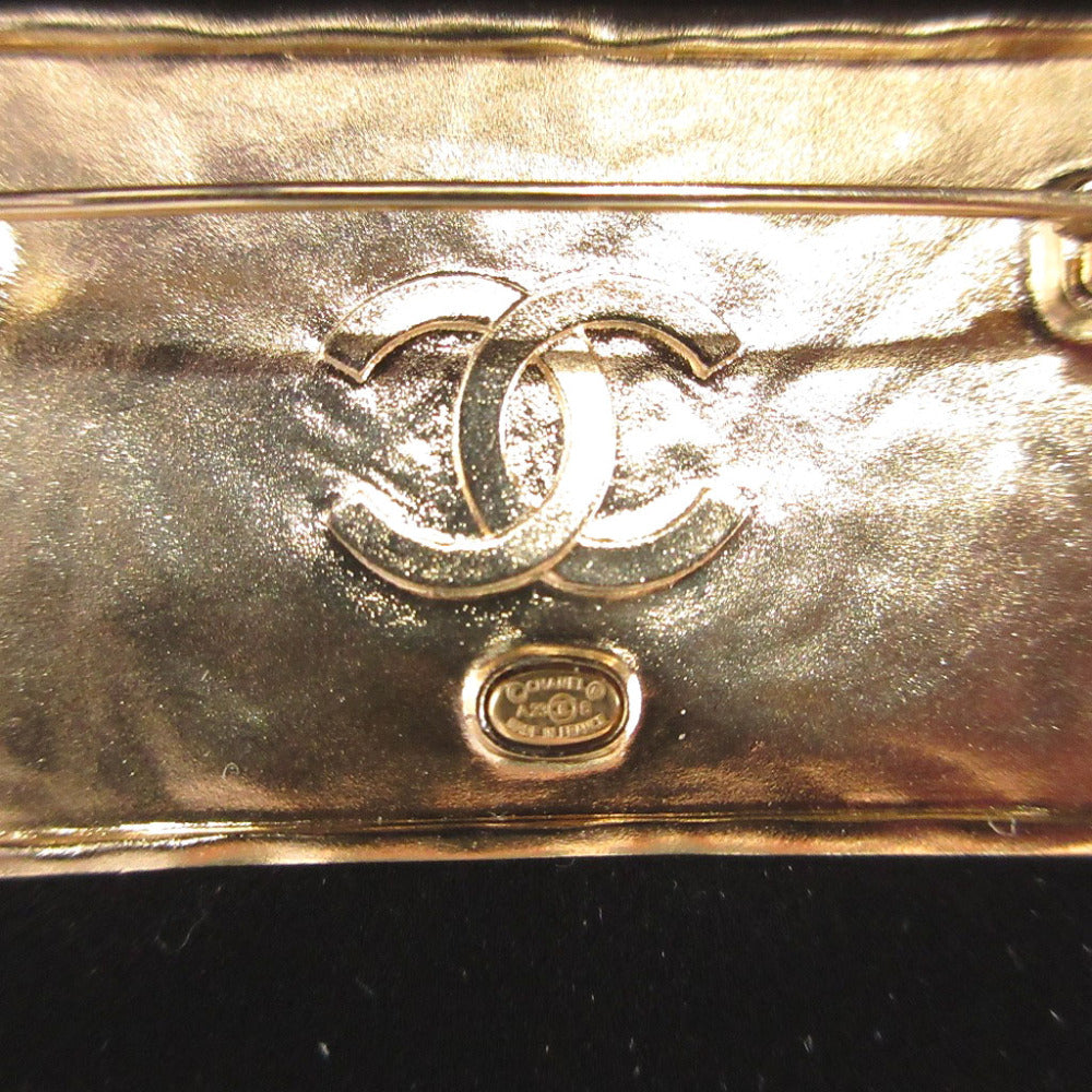 Chanel Brooch Metal Black Logo Women