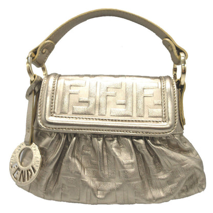 Fendi Pouch 8Bk042 Leather Gold Mini Bag Shoulder Pouch Zucca Pattern Women