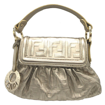 Fendi Pouch 8Bk042 Leather Gold Mini Bag Shoulder Pouch Zucca Pattern Women