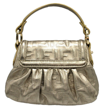 Fendi Pouch 8Bk042 Leather Gold Mini Bag Shoulder Pouch Zucca Pattern Women