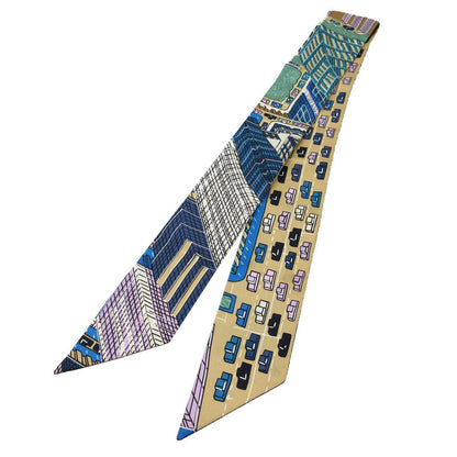 Hermes Scarf Silk Beige Twilly Pantin City Women