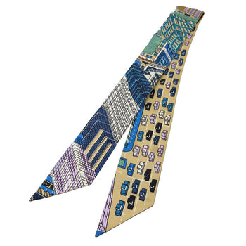 Hermes Scarf Silk Beige Twilly Pantin City Women