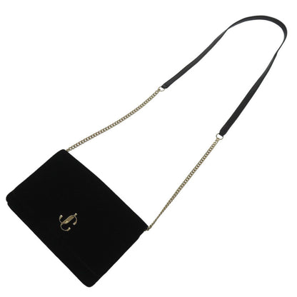 Jimmy Choo Long Wallet Purse Velor Black Chain Wallet Women