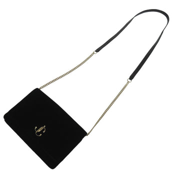 Jimmy Choo Long Wallet Purse Velor Black Chain Wallet Women
