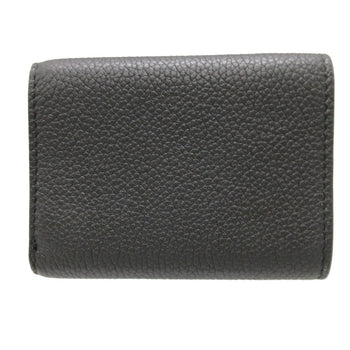 Fendi Tri-Fold Wallet 7M0280 Leather Black Compact Wallet Signature Logo Mens Secondhand