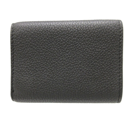Fendi Tri-Fold Wallet 7M0280 Leather Black Compact Wallet Signature Logo Mens Secondhand