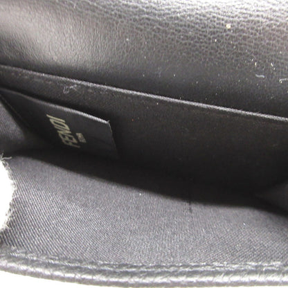 Fendi Tri-Fold Wallet 7M0280 Leather Black Compact Wallet Signature Logo Mens Secondhand