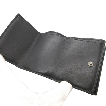 Fendi Tri-Fold Wallet 7M0280 Leather Black Compact Wallet Signature Logo Mens Secondhand