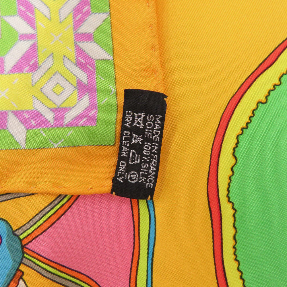 Hermes Scarf Silk Orange Carre90 "Mexican Dance" Belles Of Mexico Women