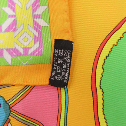 Hermes Scarf Silk Orange Carre90 "Mexican Dance" Belles Of Mexico Women