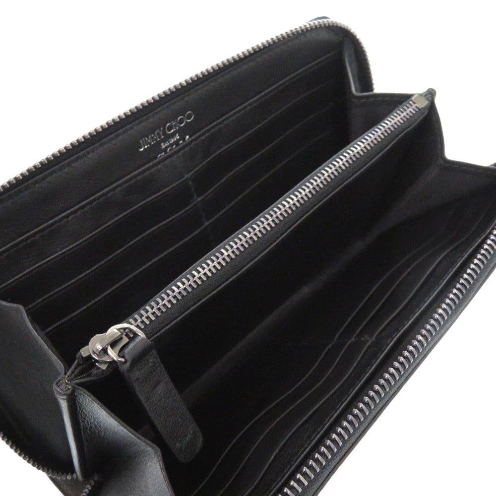 Jimmy Choo Long Wallet Purse Leather Gray Star Studs Women
