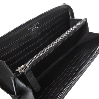 Jimmy Choo Long Wallet Purse Leather Gray Star Studs Women