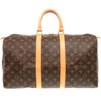 Louis Vuitton Boston Duffel Bag M41428 Monogram Canvas Brown Monogram Keepall 45 Mens