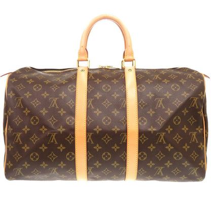Louis Vuitton Boston Duffel Bag M41428 Monogram Canvas Brown Monogram Keepall 45 Mens