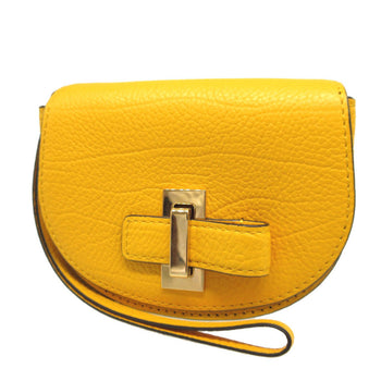 Delvaux Coin Case Leather Yellow Wallet Women