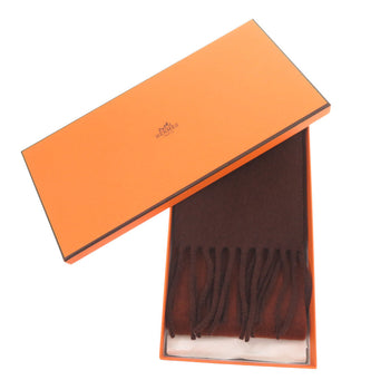 Hermes Scarf M10336 Cashmere Brown Skinny Women