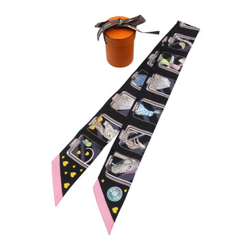 Hermes Scarf 063875S Silk Black Twilly Hermes Story Women