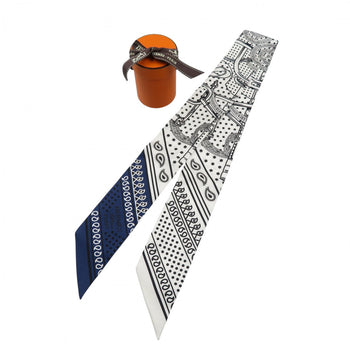 Hermes Scarf 062978S Silk Blanc Twilly Eperon D'Or Women