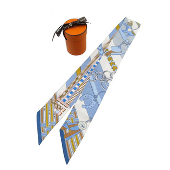 Hermes Scarf Silk Blue Twilly Bridles And Charms Women