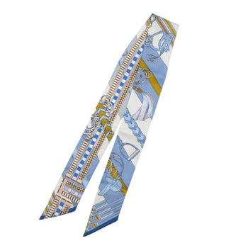Hermes Scarf Silk Blue Twilly Bridles And Charms Women
