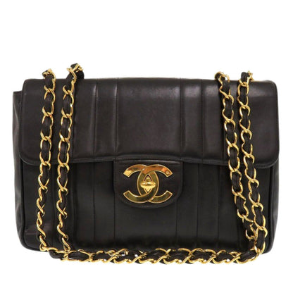 Chanel Shoulder Bag Lambskin Black Mademoiselle Deca Matelasse Coco Mark Women