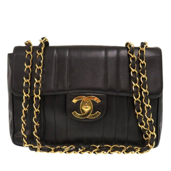 Chanel Shoulder Bag Lambskin Black Mademoiselle Deca Matelasse Coco Mark Women