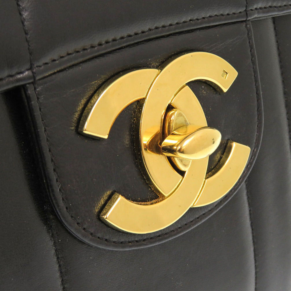 Chanel Shoulder Bag Lambskin Black Mademoiselle Deca Matelasse Coco Mark Women