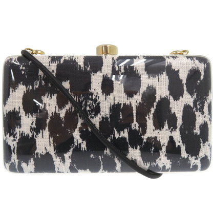 Stella Mccartney Shoulder Bag Plastic Black Leopard Pattern 2Way Clutch Bag Animal Pattern Women