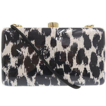 Stella Mccartney Shoulder Bag Plastic Black Leopard Pattern 2Way Clutch Bag Animal Pattern Women
