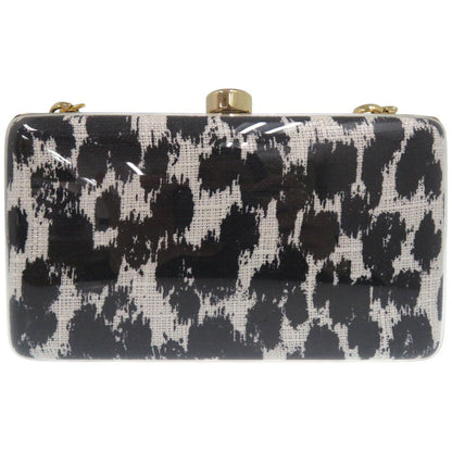 Stella Mccartney Shoulder Bag Plastic Black Leopard Pattern 2Way Clutch Bag Animal Pattern Women
