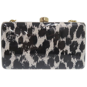 Stella Mccartney Shoulder Bag Plastic Black Leopard Pattern 2Way Clutch Bag Animal Pattern Women