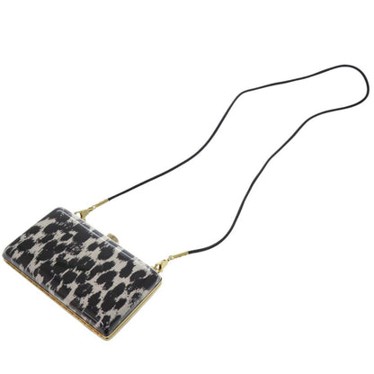 Stella Mccartney Shoulder Bag Plastic Black Leopard Pattern 2Way Clutch Bag Animal Pattern Women