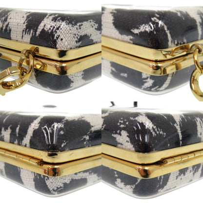 Stella Mccartney Shoulder Bag Plastic Black Leopard Pattern 2Way Clutch Bag Animal Pattern Women